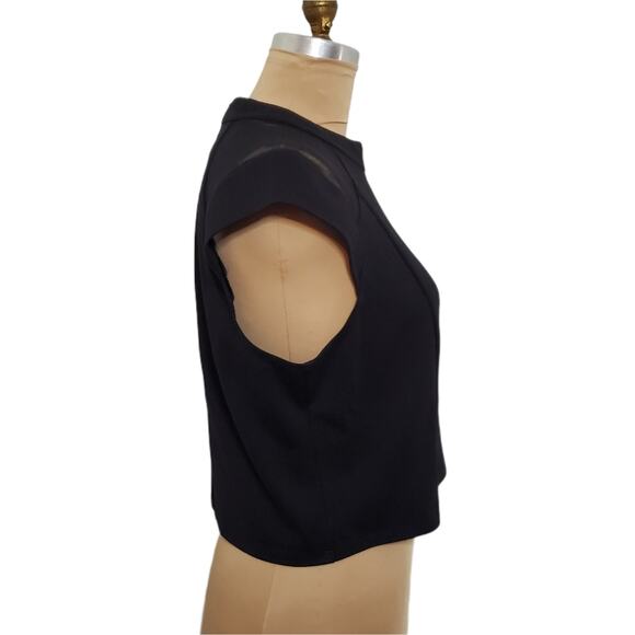 ABS Allen Schwartz Top Sheer shoulder Black Large - Picture 3 of 7